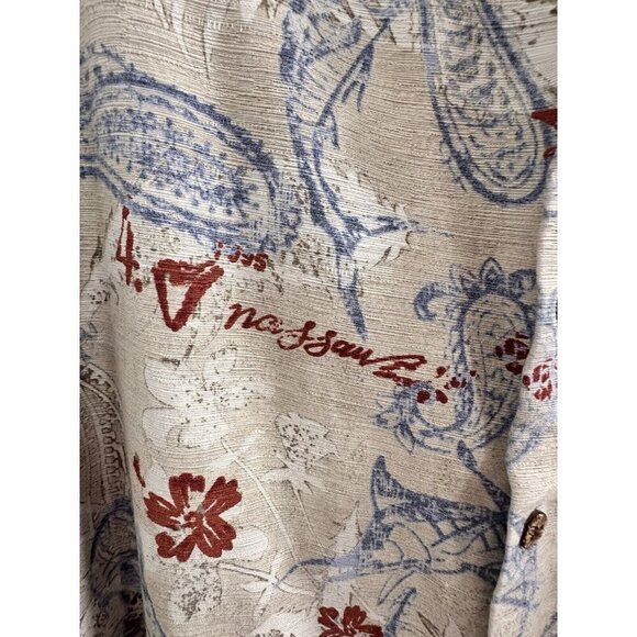 Caribbean Silk Blend Men's 3X Hibiscus Nassau Paisley Shirt Button Up S/Sleeve‎ - Picture 2 of 11